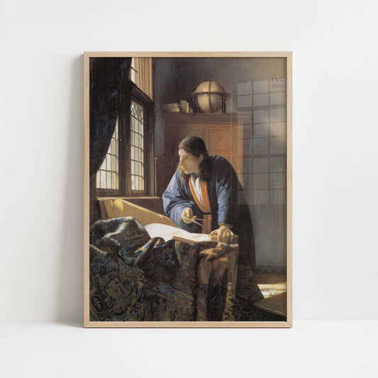 The Geographer (1668-69) by Johannes Vermeer – Art Print - Art print in oak frame