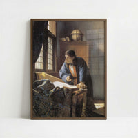 The Geographer (1668-69) by Johannes Vermeer – Art Print - Art print in dark wood frame