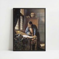 The Geographer (1668-69) by Johannes Vermeer – Art Print - Art print in black frame