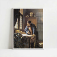 The Geographer (1668-69) by Johannes Vermeer – Art Print - Art print in white frame