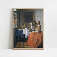 The Girl with the Wine-glass (1659-60) by Johannes Vermeer – Art Print - Art print in oak frame