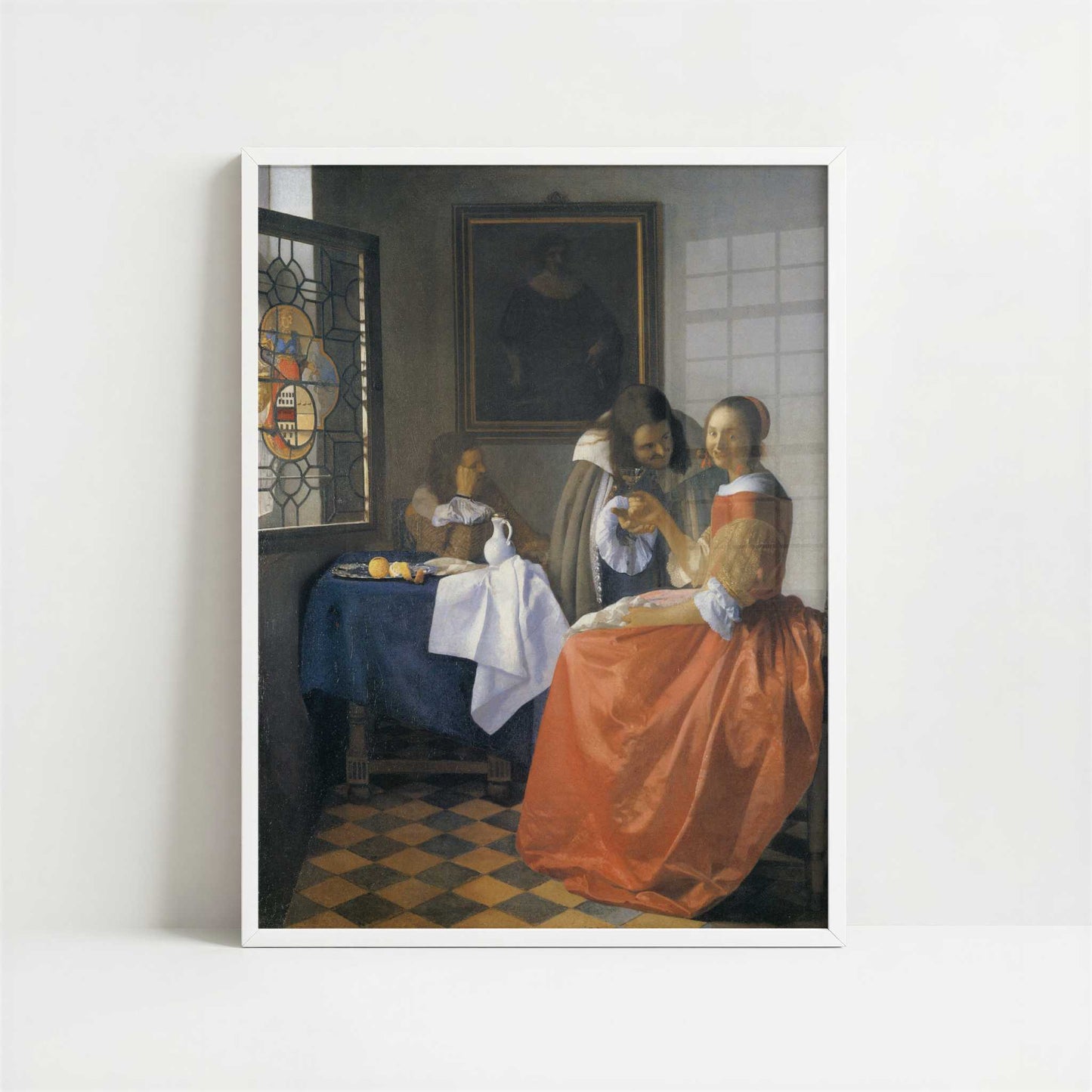 The Girl with the Wine-glass (1659-60) by Johannes Vermeer – Art Print - Art print in white frame