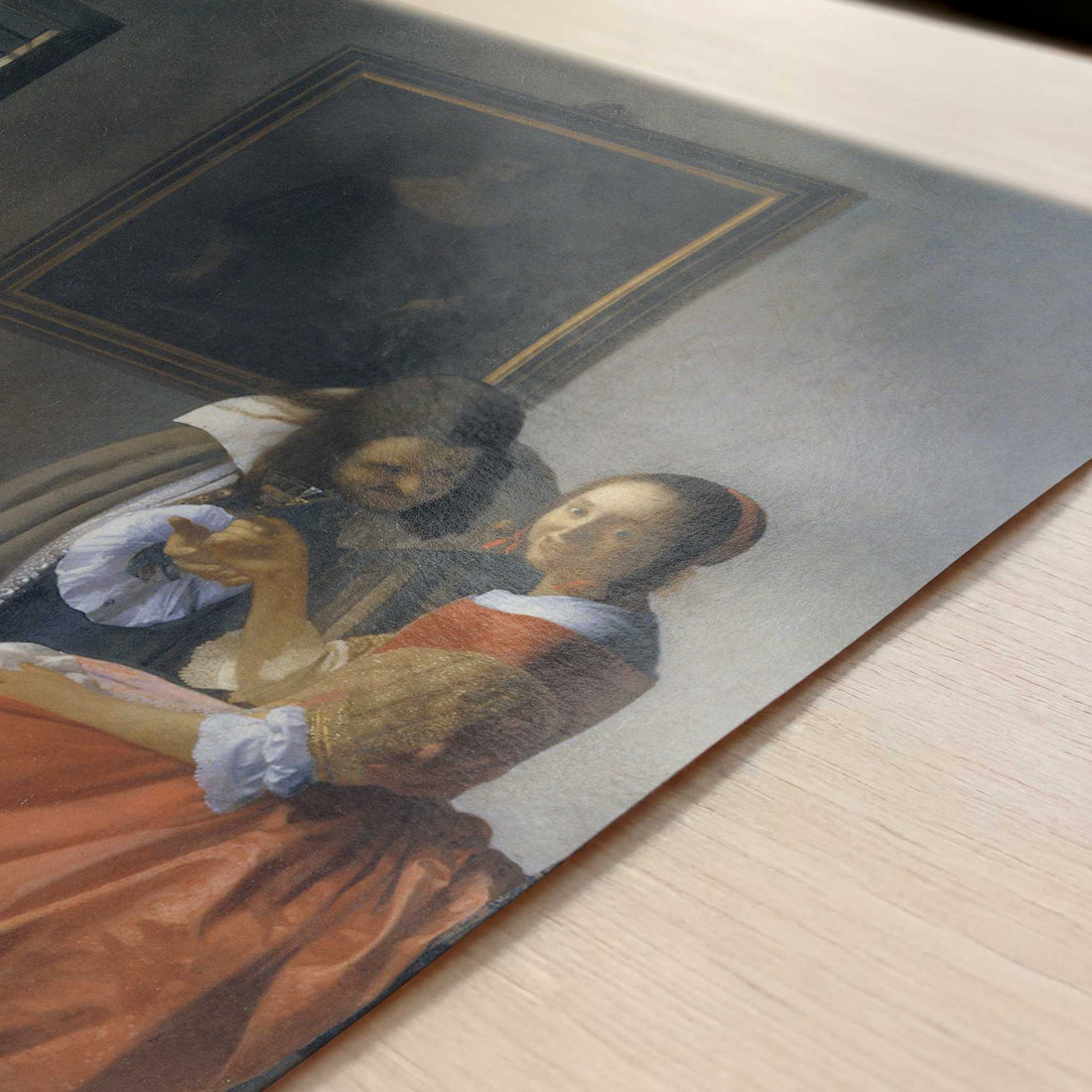 The Girl with the Wine-glass (1659-60) by Johannes Vermeer – Art Print - Close-up detail of the art print