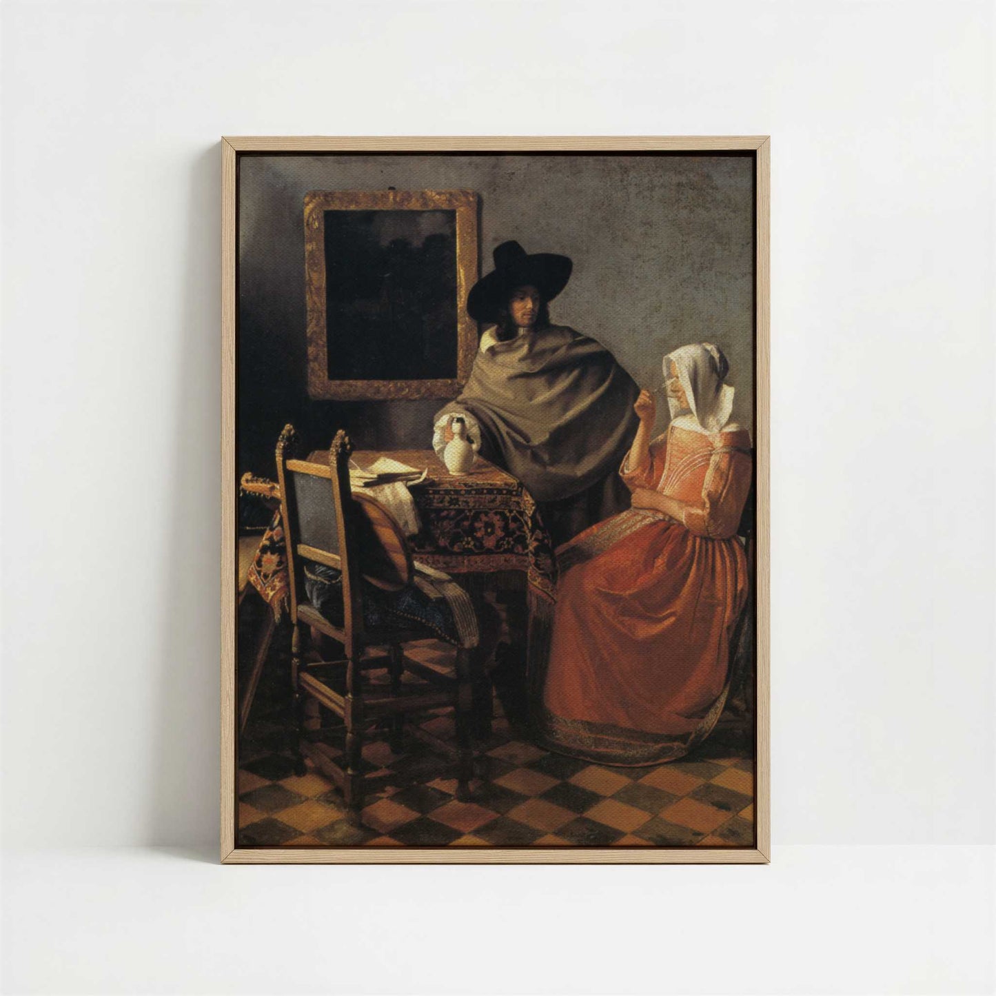 Framed Canvas - Framed canvas in oak color frame