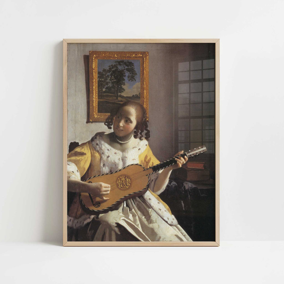 The Guitar Player (c.1670) by Johannes Vermeer – Art Print - Art print in oak frame
