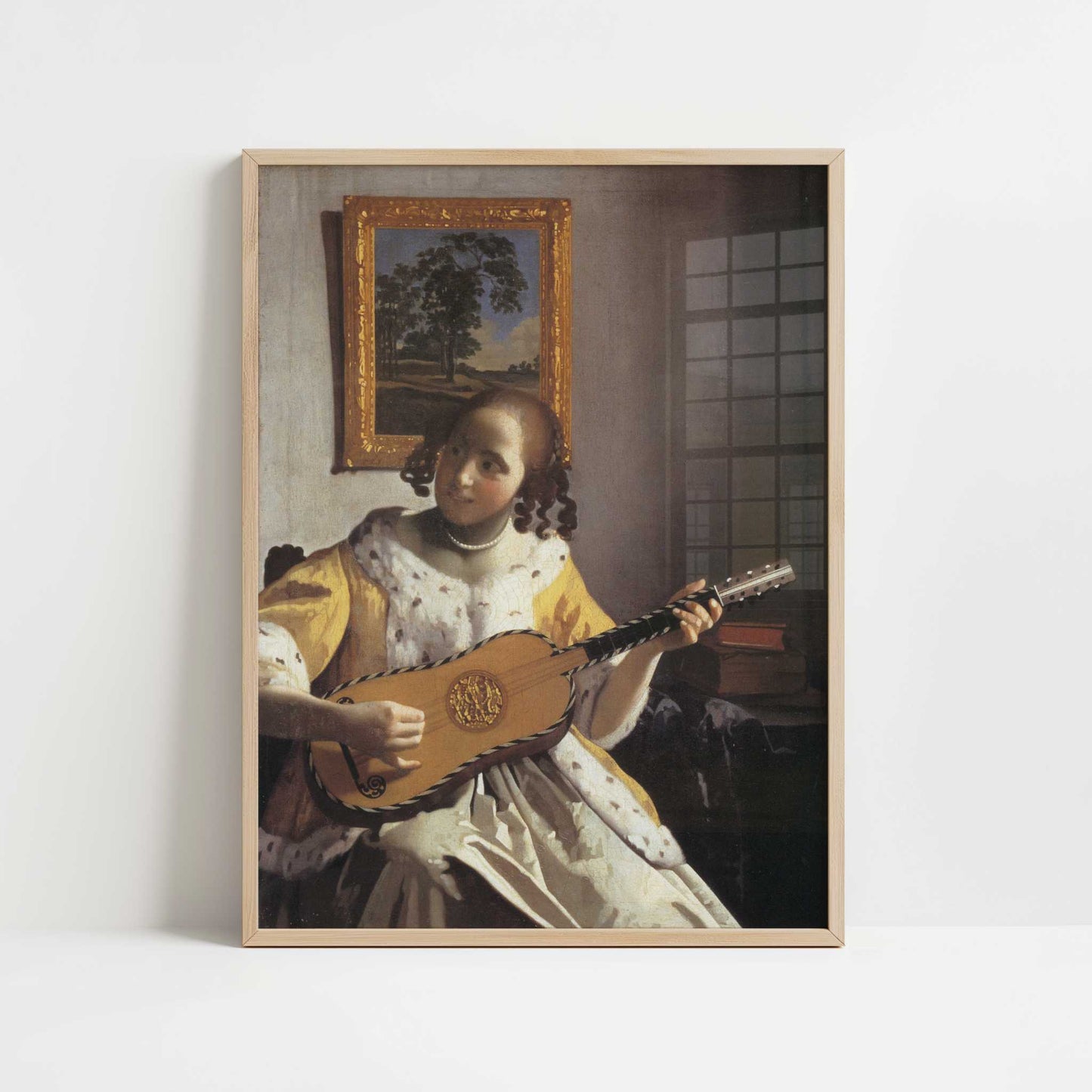 The Guitar Player (c.1670) by Johannes Vermeer – Art Print - Art print in oak frame