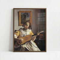 The Guitar Player (c.1670) by Johannes Vermeer – Art Print - Art print in dark wood frame
