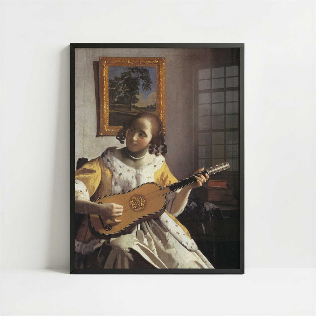 The Guitar Player (c.1670) by Johannes Vermeer – Art Print - Art print in black frame