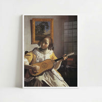 The Guitar Player (c.1670) by Johannes Vermeer – Art Print - Art print in white frame