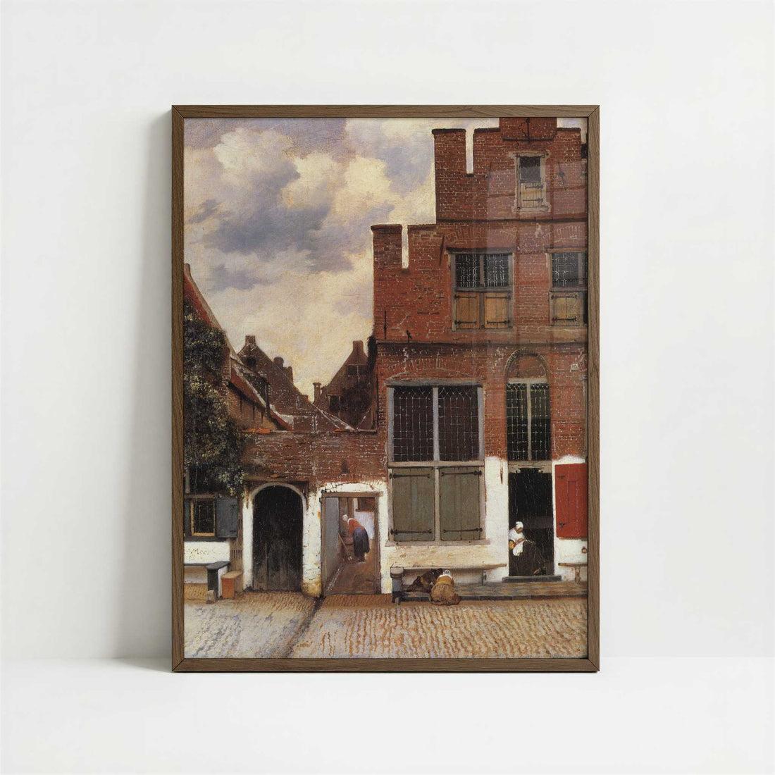The Little Street in Delft (1657-58) by Johannes Vermeer – Art Print - Art print in dark wood frame