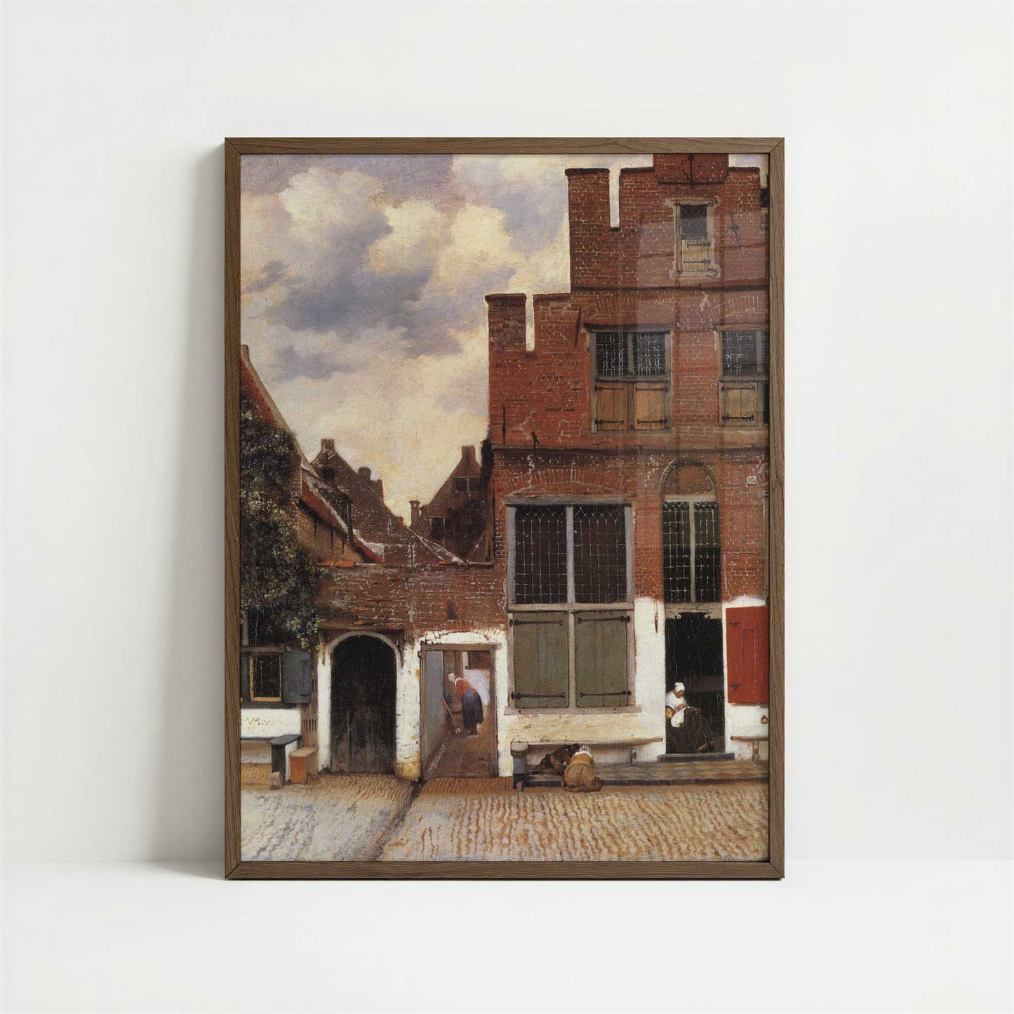 The Little Street in Delft (1657-58) by Johannes Vermeer – Art Print - Art print in dark wood frame
