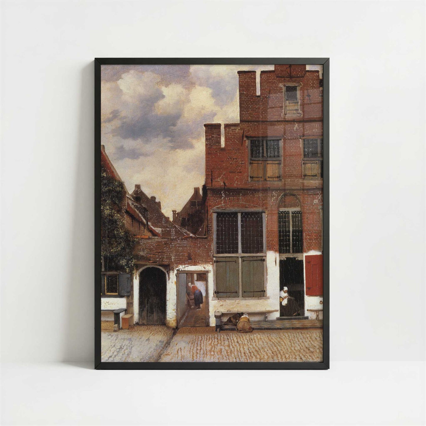 The Little Street in Delft (1657-58) by Johannes Vermeer – Art Print - Art print in black frame