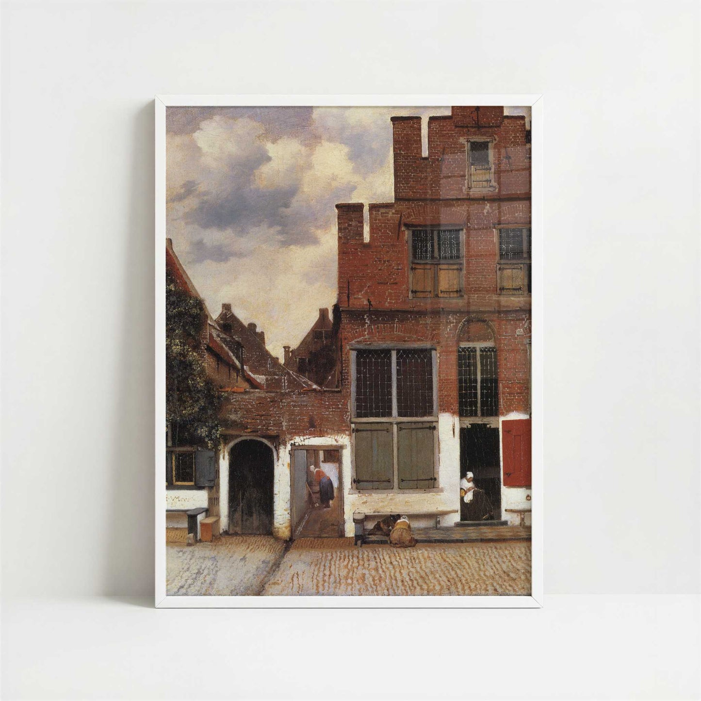 The Little Street in Delft (1657-58) by Johannes Vermeer – Art Print - Art print in white frame