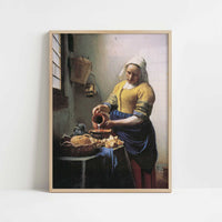 The Milkmaid (1658–60) by Johannes Vermeer – Art Print - Art print in oak frame