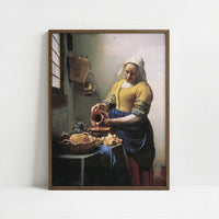 The Milkmaid (1658–60) by Johannes Vermeer – Art Print - Art print in dark wood frame