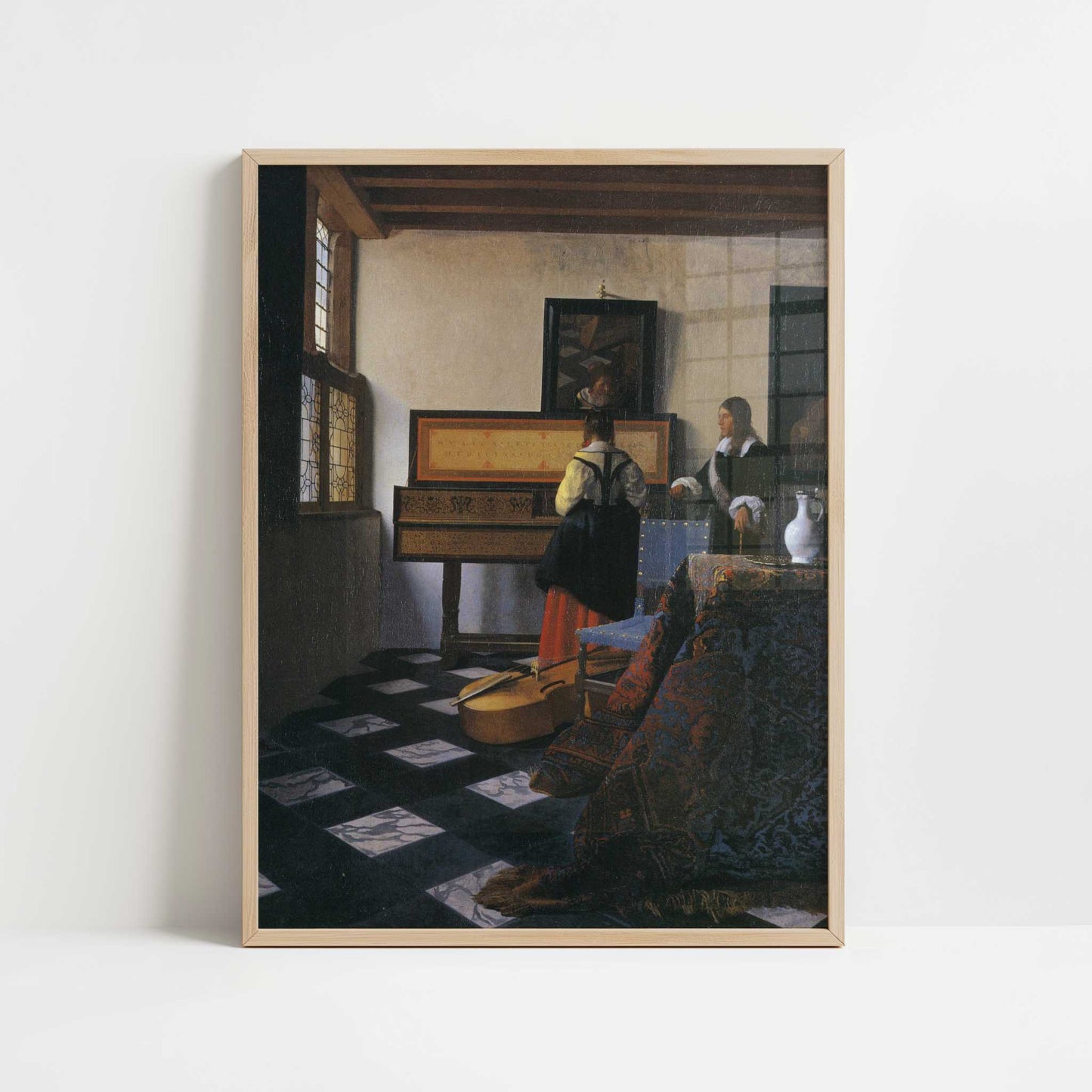 The Music Lesson (c.1662-64) by Johannes Vermeer – Art Print - Art print in oak frame