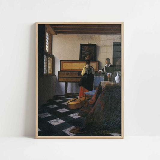 The Music Lesson (c.1662-64) by Johannes Vermeer – Art Print - Art print in oak frame