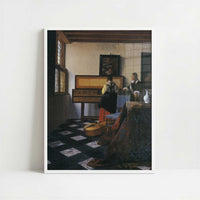 The Music Lesson (c.1662-64) by Johannes Vermeer – Art Print - Art print in white frame