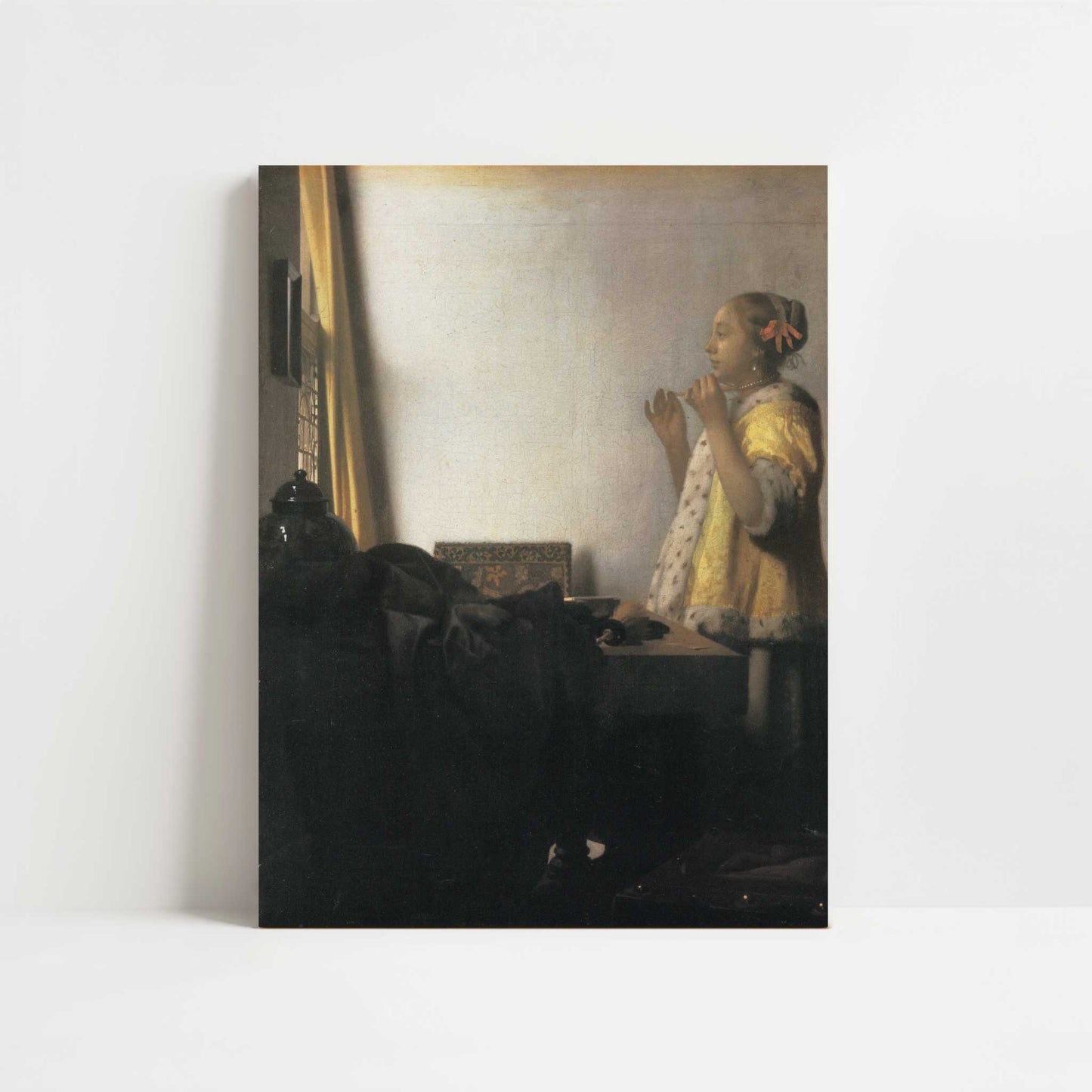 The Pearl Necklace (1664-65) by Johannes Vermeer – Art Print - Unframed art print