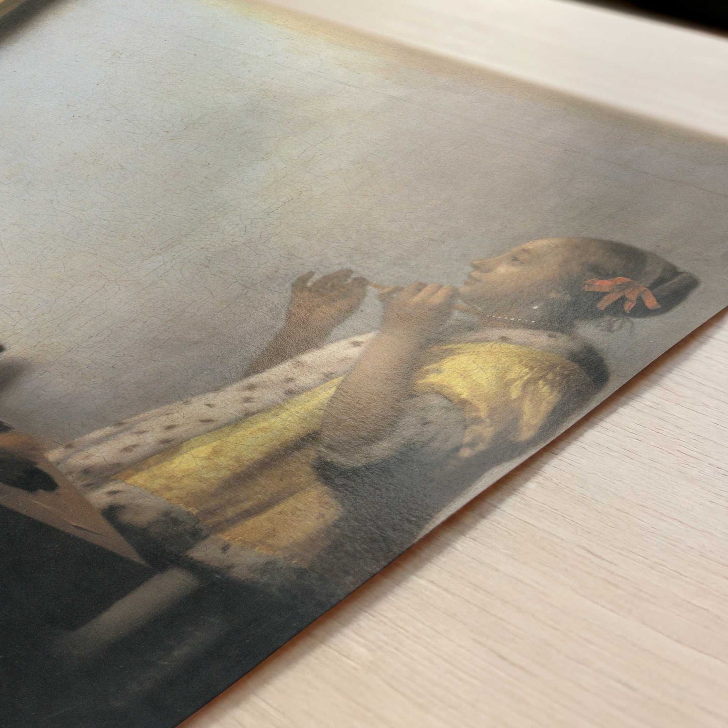 The Pearl Necklace (1664-65) by Johannes Vermeer – Art Print - Close-up detail of the art print