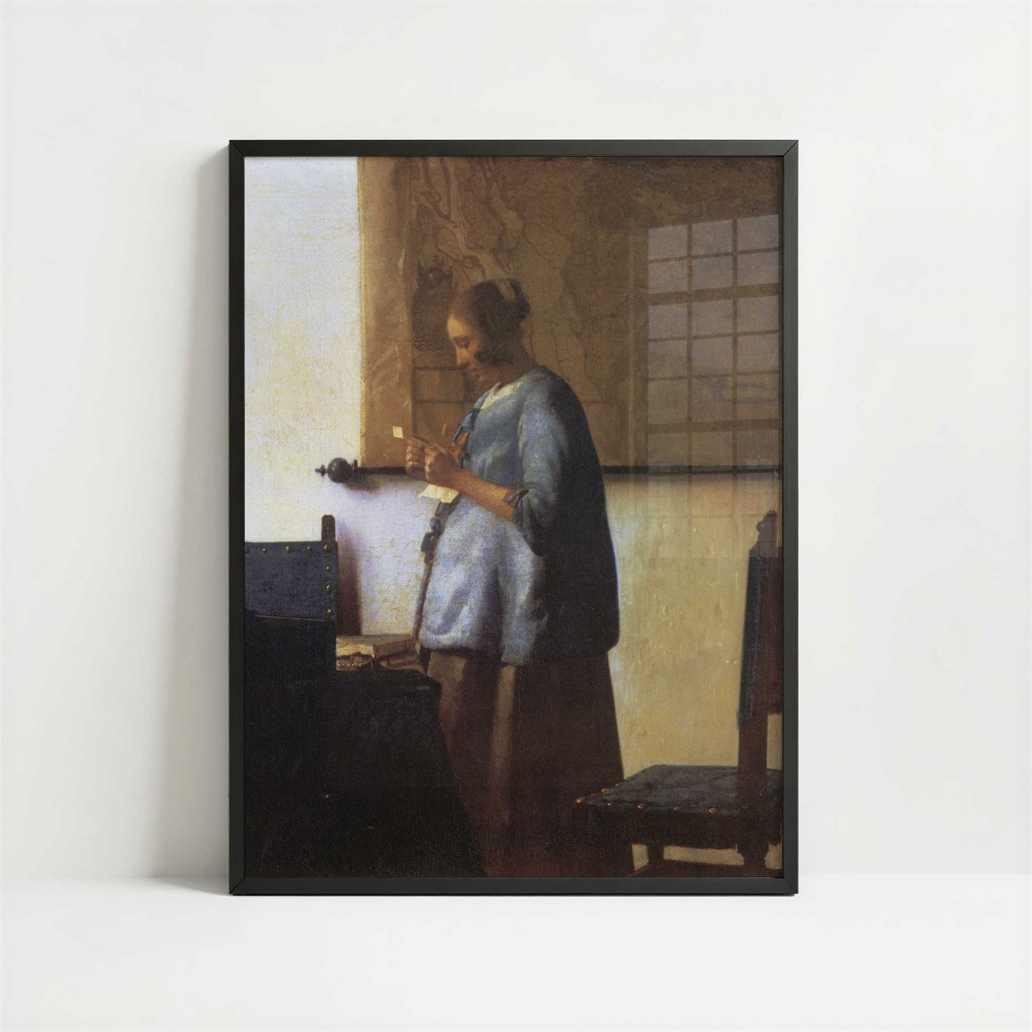 The Reader (1663–64) by Johannes Vermeer – Art Print - Art print in black frame