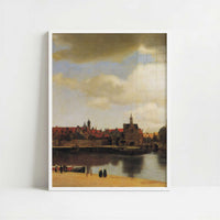 View of Delft (1660-61) by Johannes Vermeer – Art Print - Art print in white frame