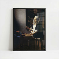 Woman Holding a Balance (1664) by Johannes Vermeer – Art Print - Art print in black frame