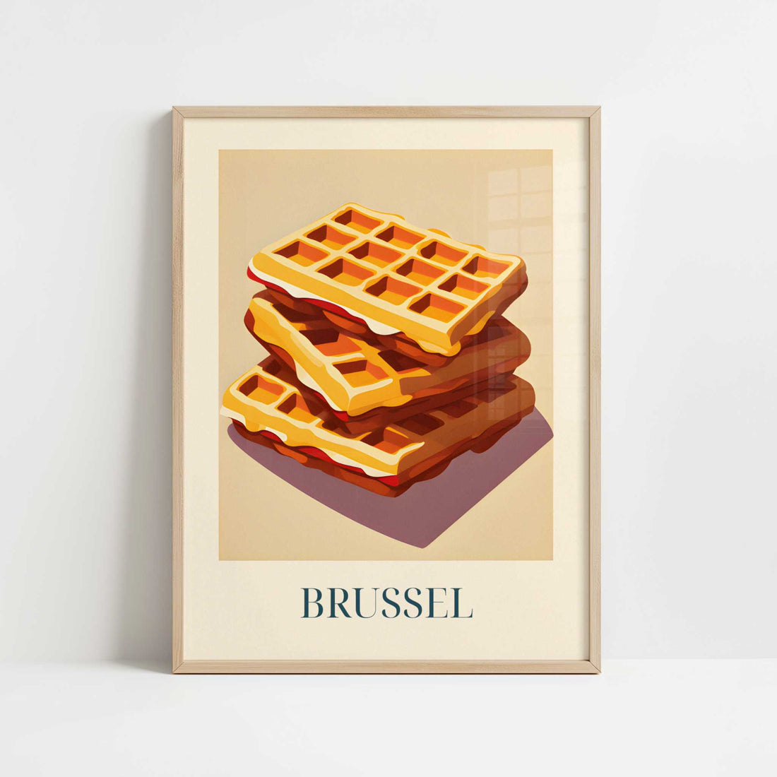 Waffles from Brussels, Belgium - Art Print - Art print in oak frame