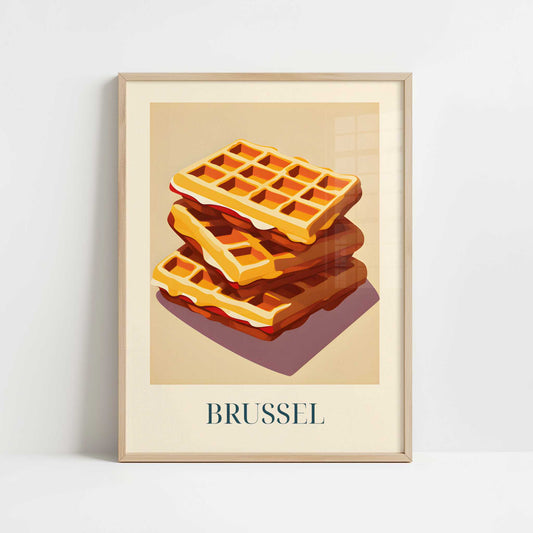 Waffles from Brussels, Belgium - Art Print - Art print in oak frame