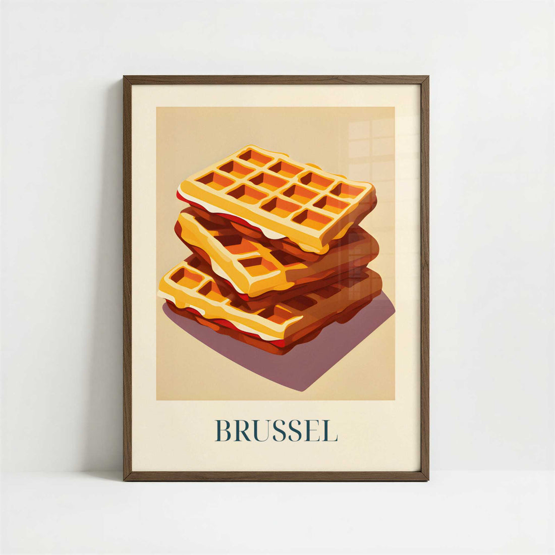Waffles from Brussels, Belgium - Art Print - Art print in dark wood frame
