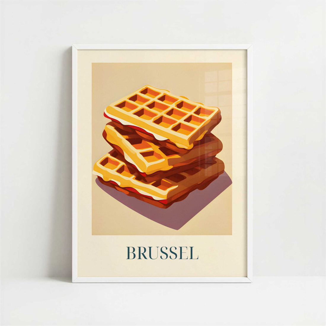 Waffles from Brussels, Belgium - Art Print - Art print in white frame