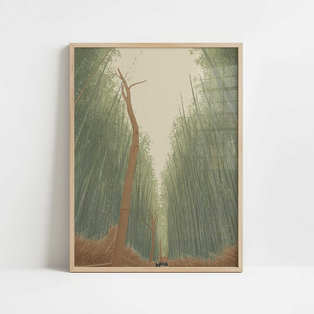 Walking through Bamboo forest - Art Print - Art print in oak frame