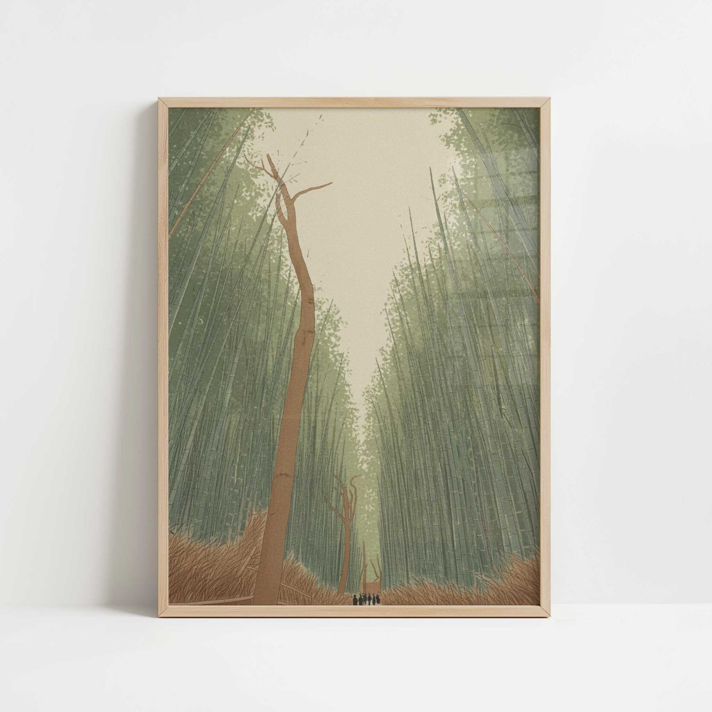 Walking through Bamboo forest - Art Print - Art print in oak frame