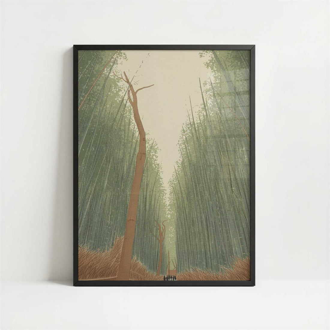 Walking through Bamboo forest - Art Print - Art print in black frame