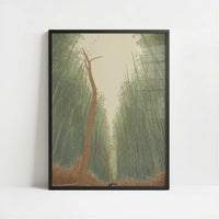 Walking through Bamboo forest - Art Print - Art print in black frame
