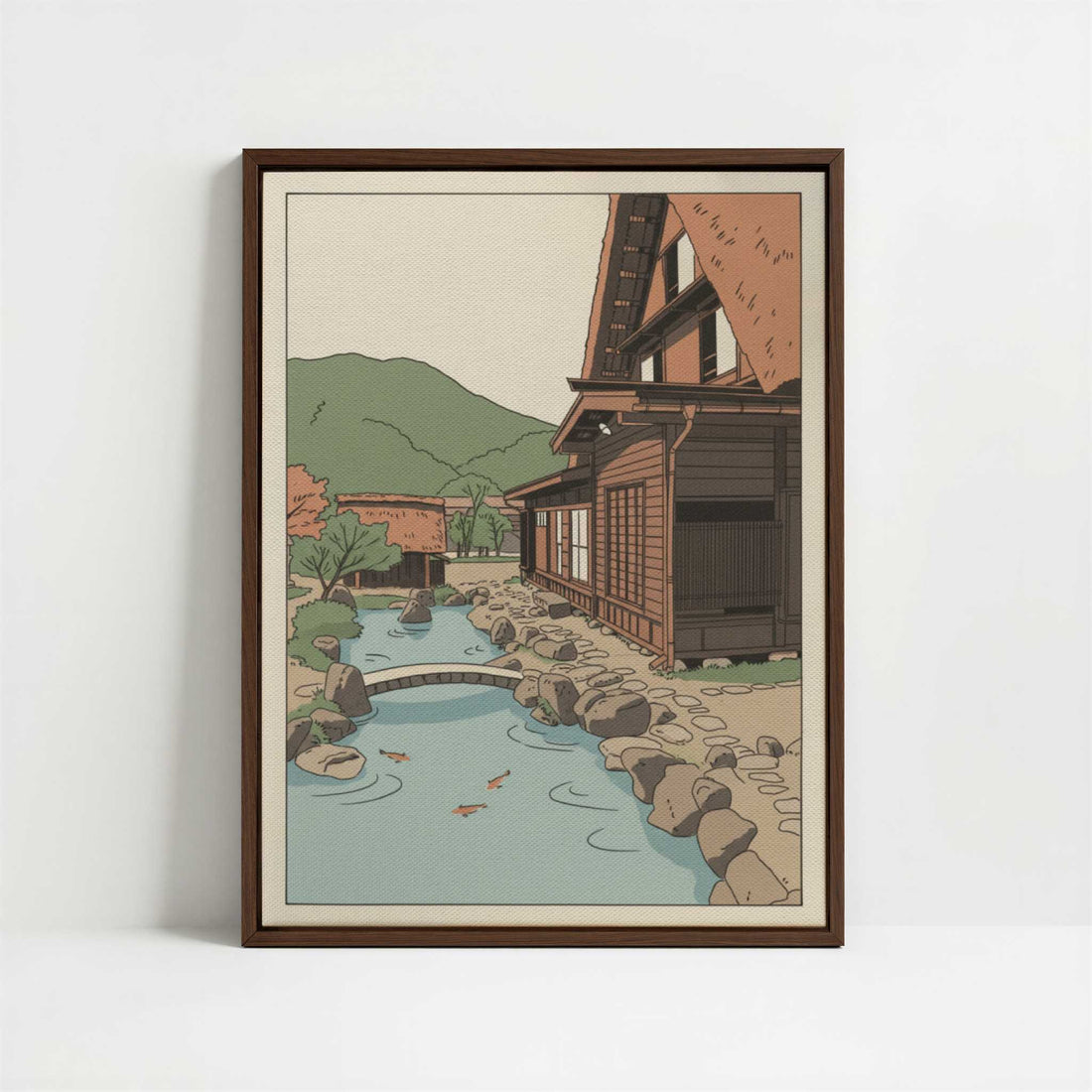 Framed Canvas - Framed canvas in dark wood color frame
