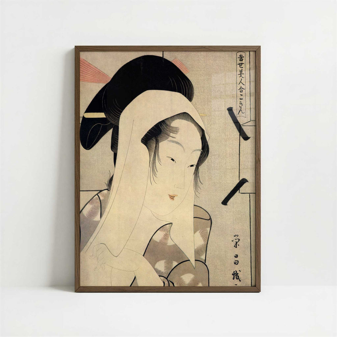 Portrait of a Young Otatsu (1790s) by Yeisho – Art Print - Art print in dark wood frame