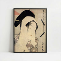 Portrait of a Young Otatsu (1790s) by Yeisho – Art Print - Art print in black frame