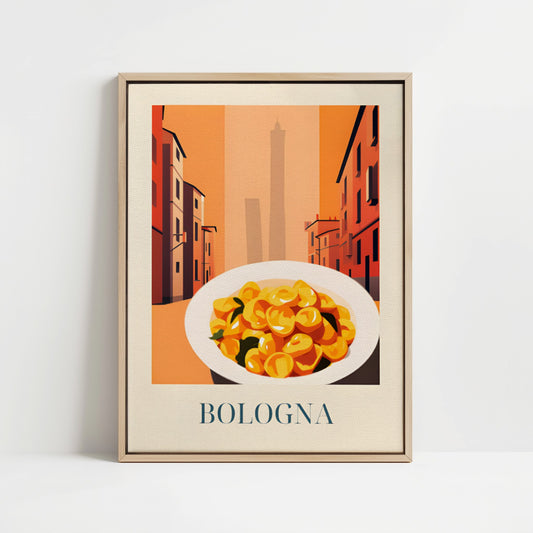 Gerahmte Leinwand - Tortellini aus Bologna, Italien