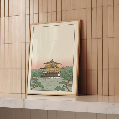 Kyoto's Golden Castle in Soft Light – Print