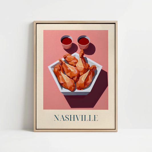 Gerahmte Leinwand - Gebratenes Huhn aus Nashville, USA