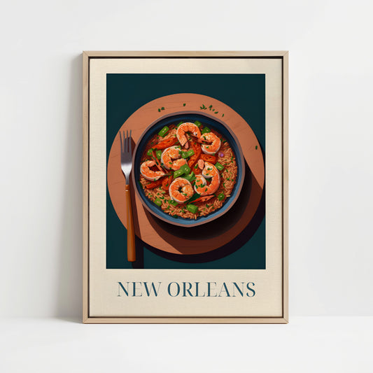 Gerahmte Leinwand - Jambalaya aus New Orleans, USA