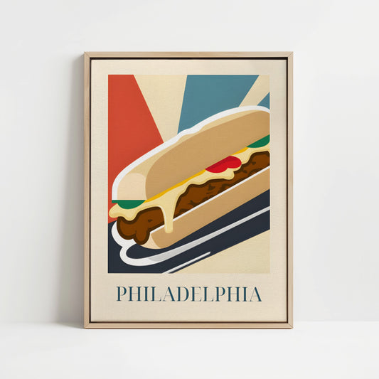 Gerahmte Leinwand - Philly Cheese Steak aus Philadelphia, USA